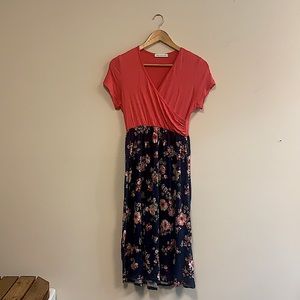 Chris and Carol - Cross Front Floral Midi Dress